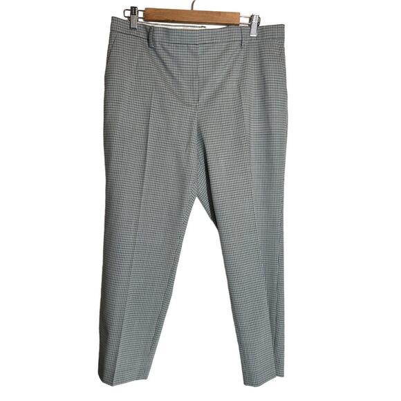 Theory Women Wool Merino/ Elastine Trouser Gingham Straight Sie 12 Business Work - Picture 1 of 5